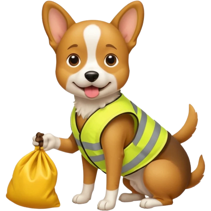 dog, Waste Management, safety vest, poop bag emoji