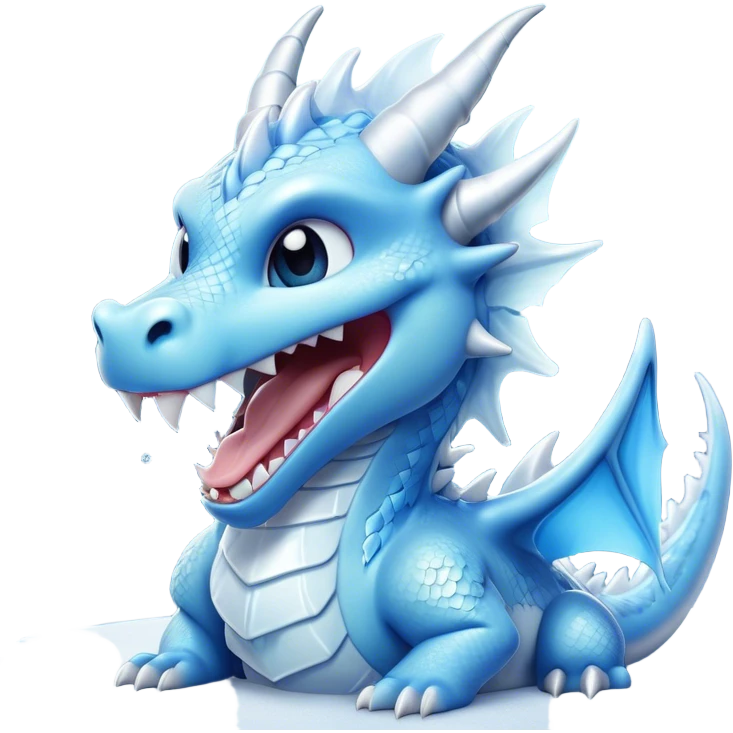 Cinematic Cute Yawning Beautiful Ice Dragon Portrait Emoji, Head tilted slightly with a dramatic, wide-open yawn, revealing a softly crystalline body with subtly drooping, frost-laden scales in cool blues and silvery hues, each detail rendered with natural icy finesse; high shine, relaxed yet elegant, styled with a dash of enchanted winter charm, soft glowing outline, capturing the essence of a sleepy yet graceful ice drake ready to stretch out and melt into a serene, frozen slumber! emoji