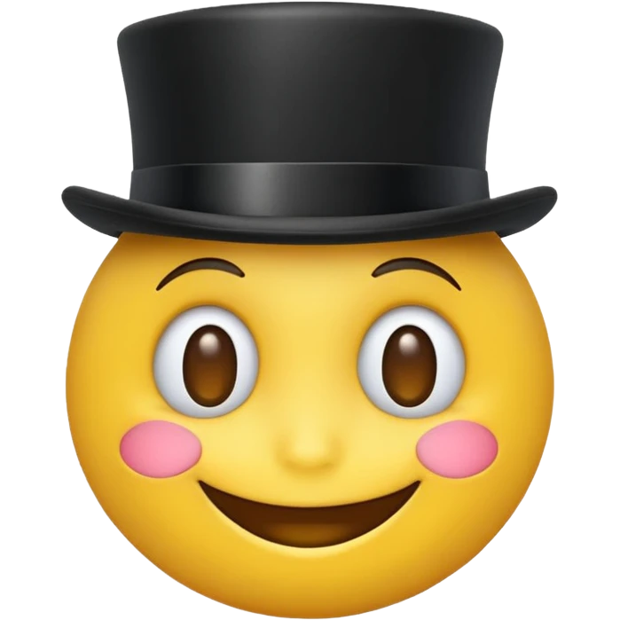 A yellow emoji with a top hat on😀 emoji