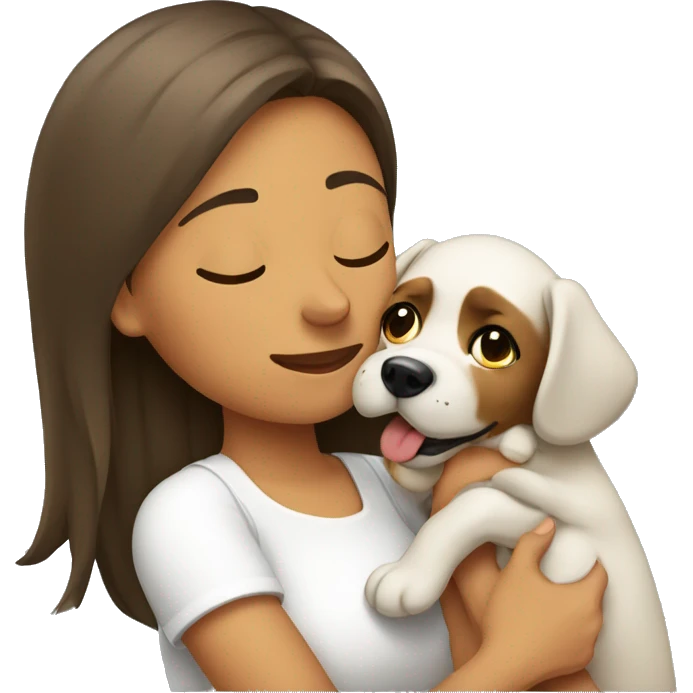 MUJER ABRAZO CON PERRITA emoji