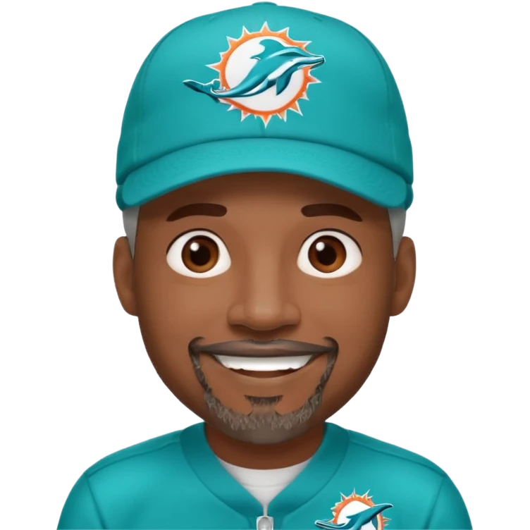 Black man with gray goatee wearing a Dolphins cap emoji