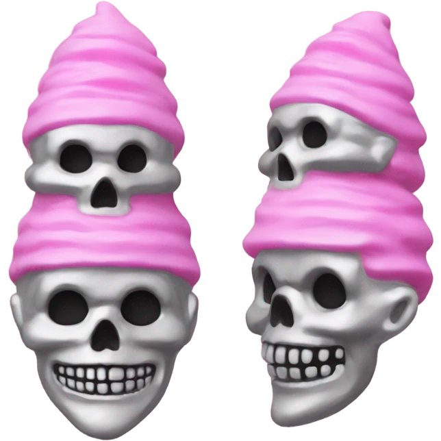 Gnome foam pink comb skeleton made out of chrome emoji