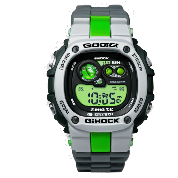 green and grey ben 10 theme g shock watch emoji