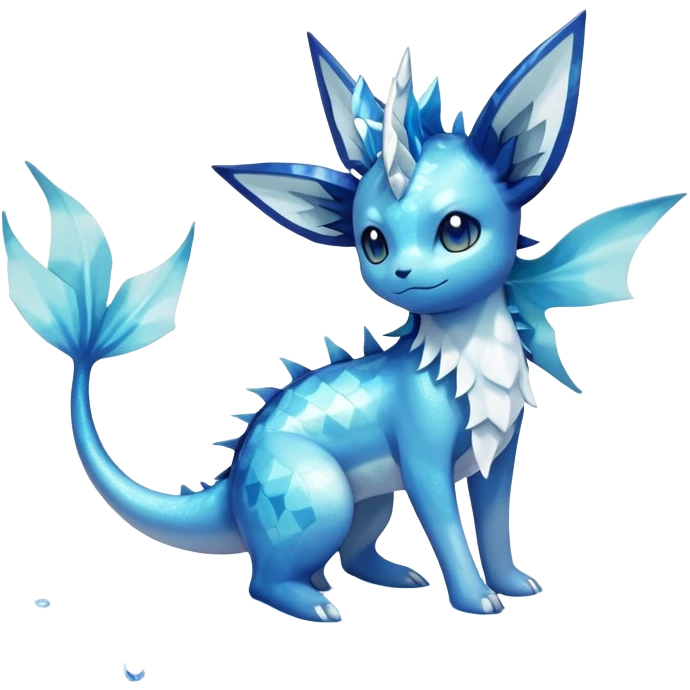 Shiny Sparkly Ethereal Iridescent Nebulae Exotic Colorful Vaporeon-Glaceon-Amaura-Aurorus-Fakémon-hybrid-creature (full body)  emoji