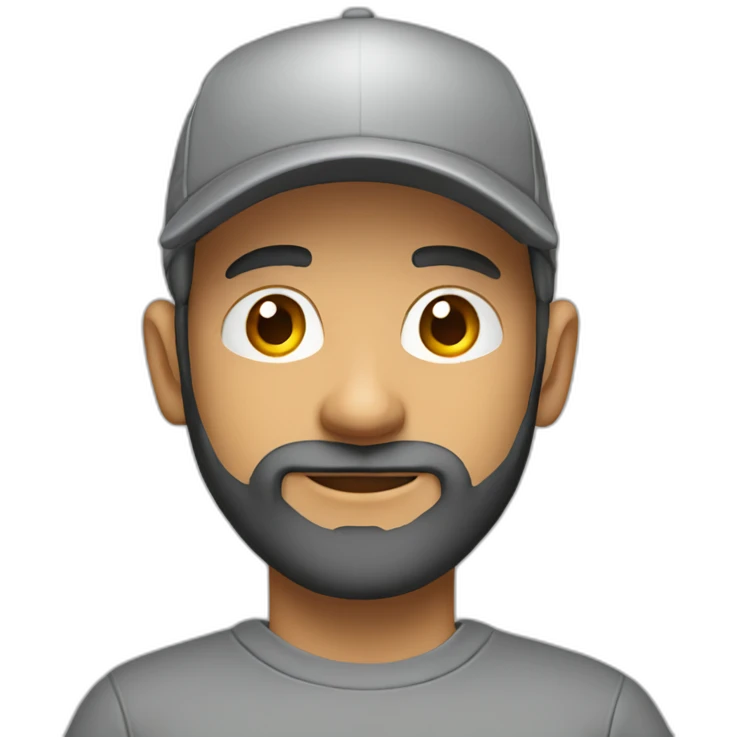Project manager in a baseball cap, gray hoodie and short beard emoji
