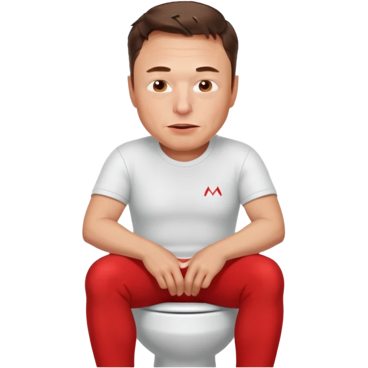 elon mask pooping on the toilet face red and sweaty from pooping emoji