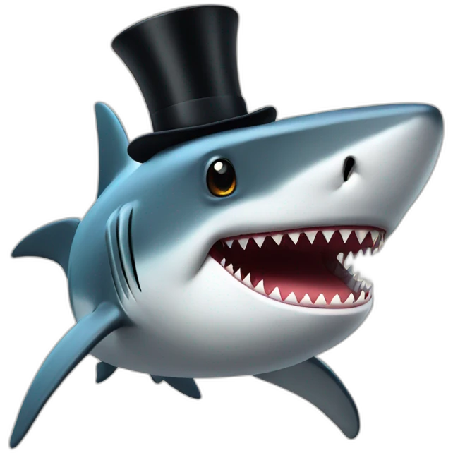 Shark with a top hat emoji