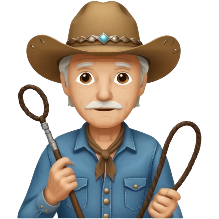 Give this emoji 🤠 a whip make it an old white guy with a whip  emoji