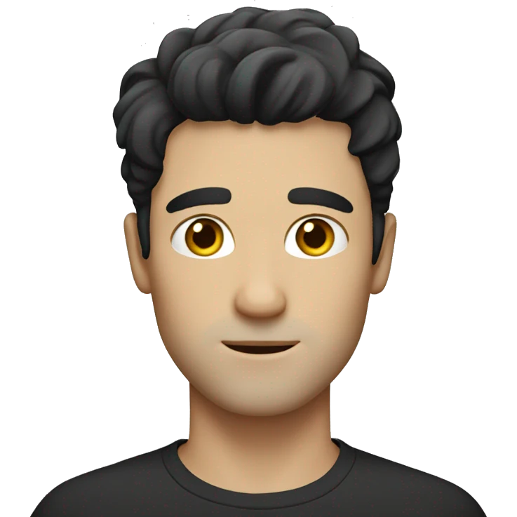 white man with black middle parting hair  emoji
