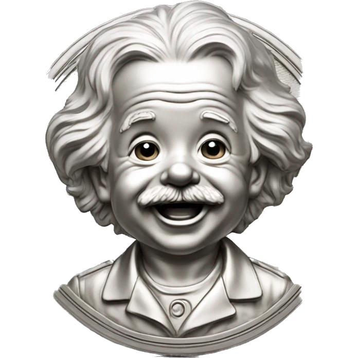 albert einstein happy baby face silver medal emoji