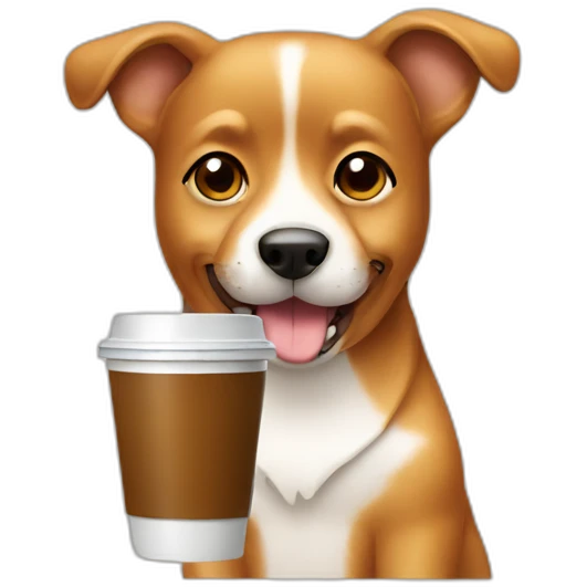 caramel dog with glass of coffee emoji