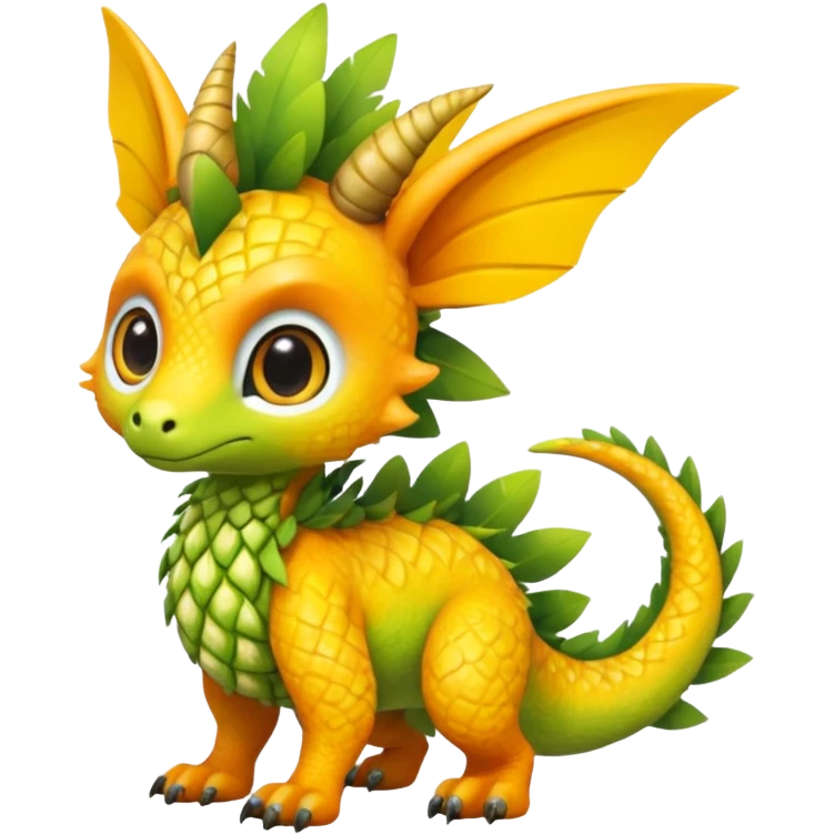 Mango-Pineapple-Kiwi-themed "Dutch Angel Dragon"-"Vernid"-"Trico"-furry-Fakémon-hybrid-creature (full body) emoji