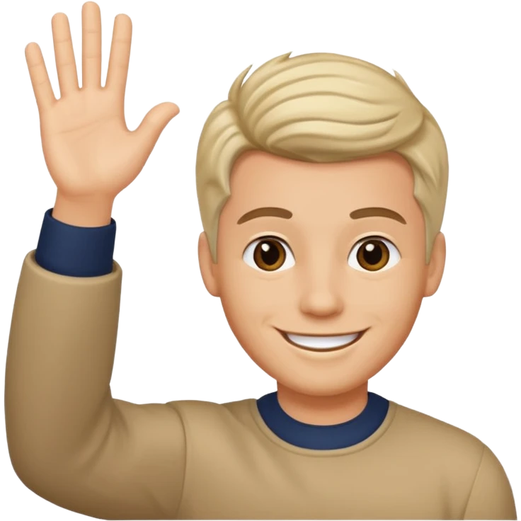 generate a emoji of man saying hii with normal skintone with some nice hair style emoji