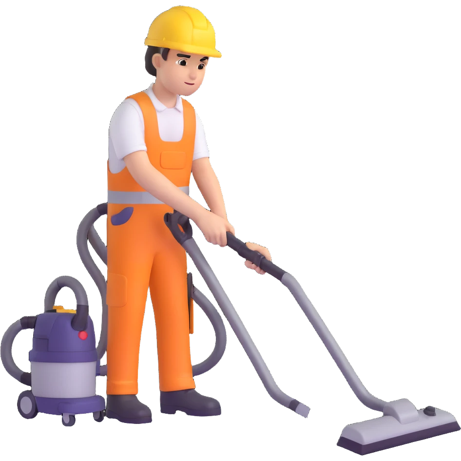construction apprentice vacuum cleaning the floor emoji