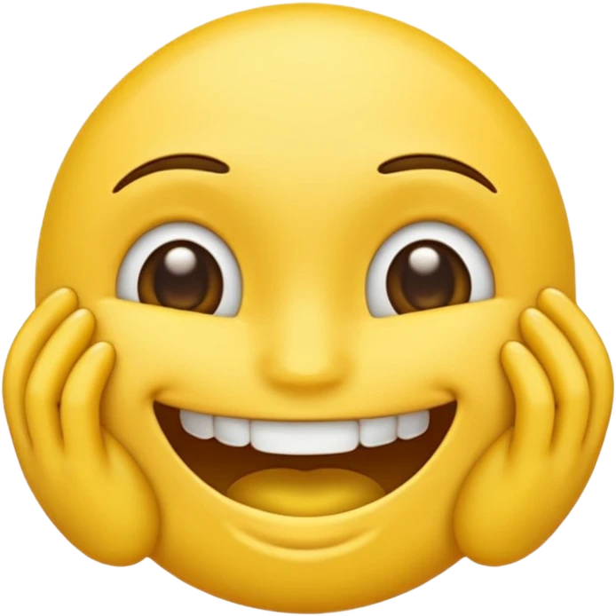 Emoji amoureux tête jaune avec un sourire et le doigt sur les dents  emoji