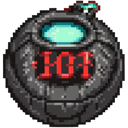 Digital bomb with timer display, round black bomb body, red countdown numbers, pixel art style emoji