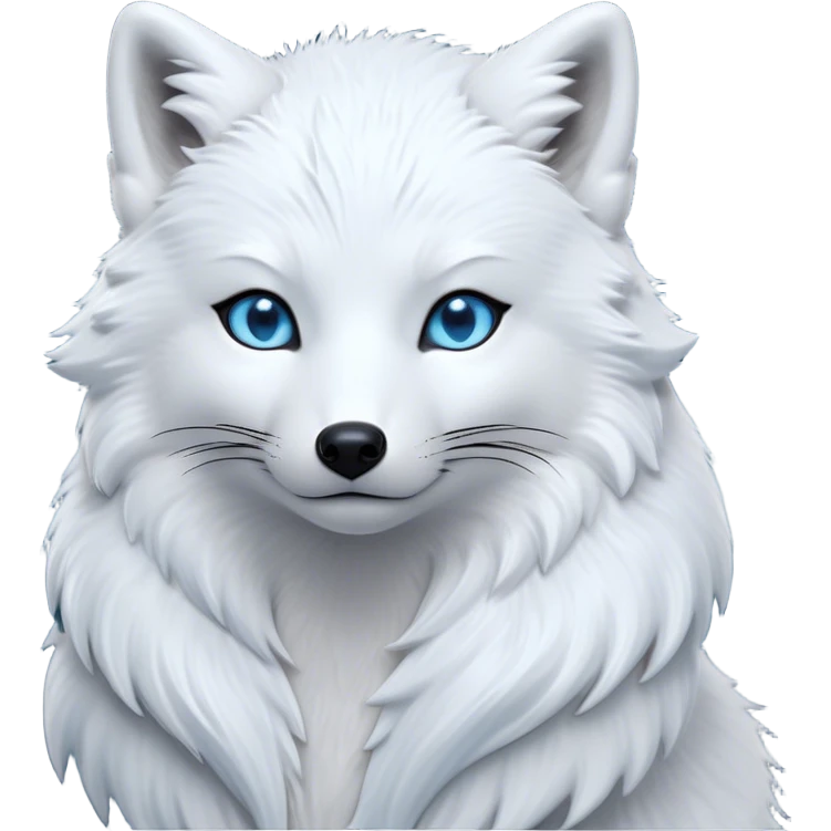 Cinematic Noble Arctic Fox Portrait Emoji, Poised and regal, with a compact, agile build and a luxurious, pure white Fur accented by a subtle hint of icy blue, deep-set soulful piercing eyes, Simplified yet sharp and sophisticated features, highly detailed, glowing with a soft, dignified glow, high shine, intelligent and cunning, stylized with an air of arctic elegance, focused and attentive, soft glowing outline, capturing the essence of a watchful and confident fox, so majestic it feels as though it could dash out of the screen with effortless authority! emoji