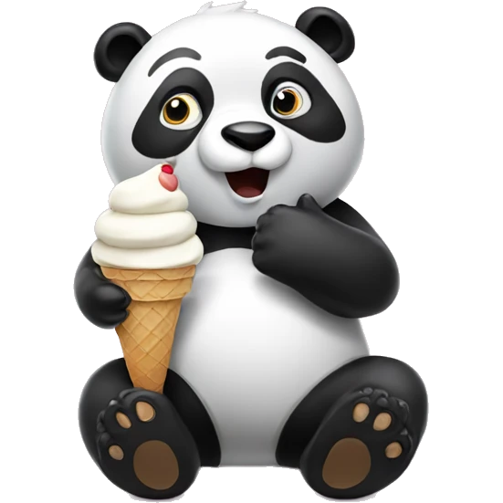 Panda eating ice cream emoji