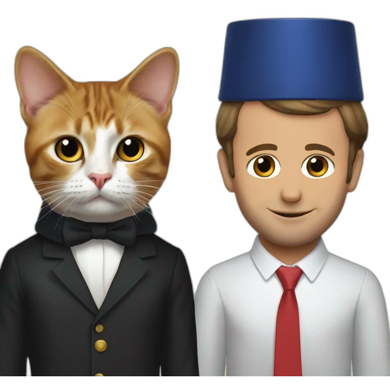 Emmanuel macron and a cat on his head emoji