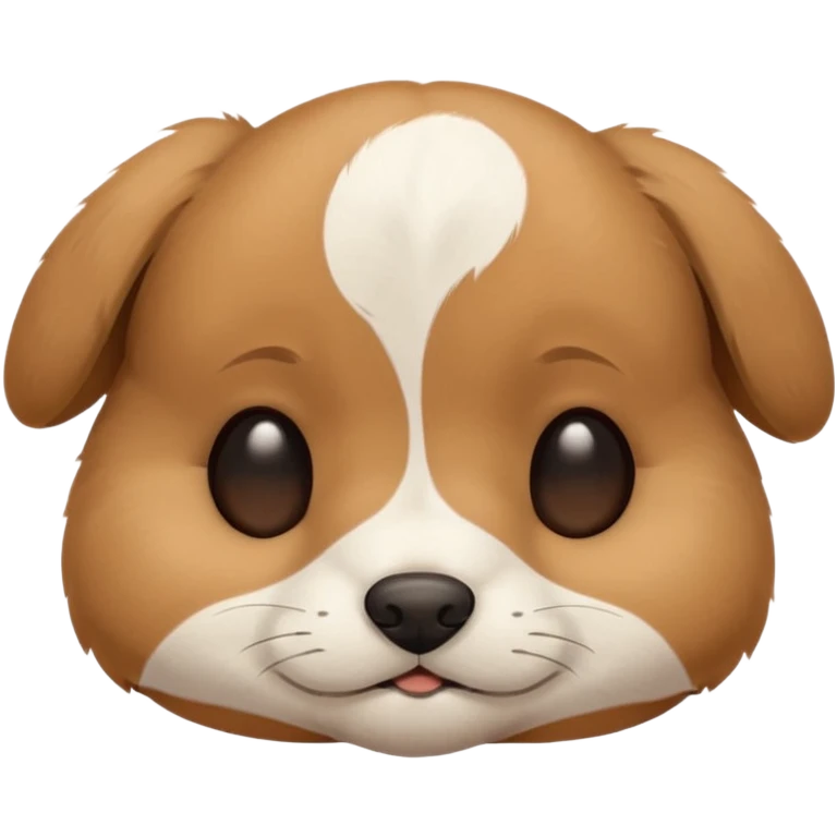 A cute, sleepy puppy face with closed eyes, a small dark nose, and light brown fur with some white markings, expressing peacefulness and innocence emoji