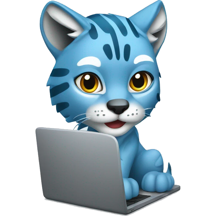 A blue lynx with a laptop emoji