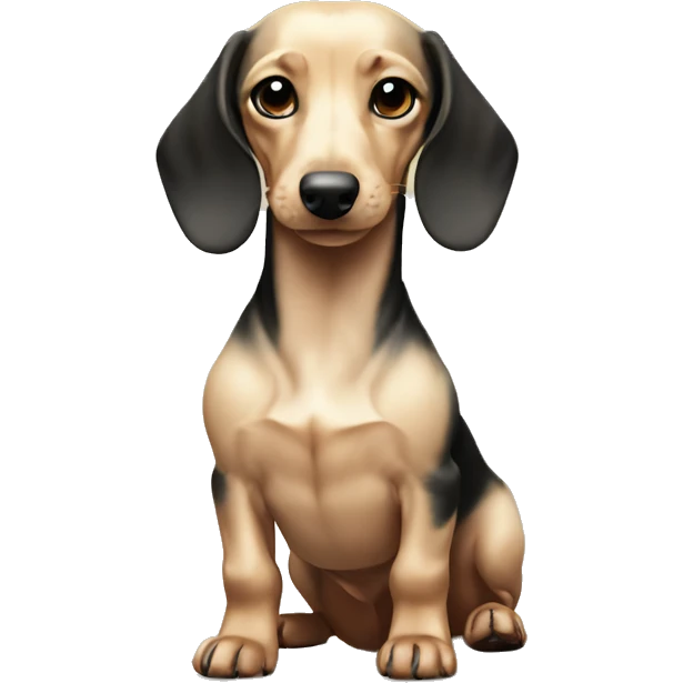 Black and cream miniature dachshund  emoji