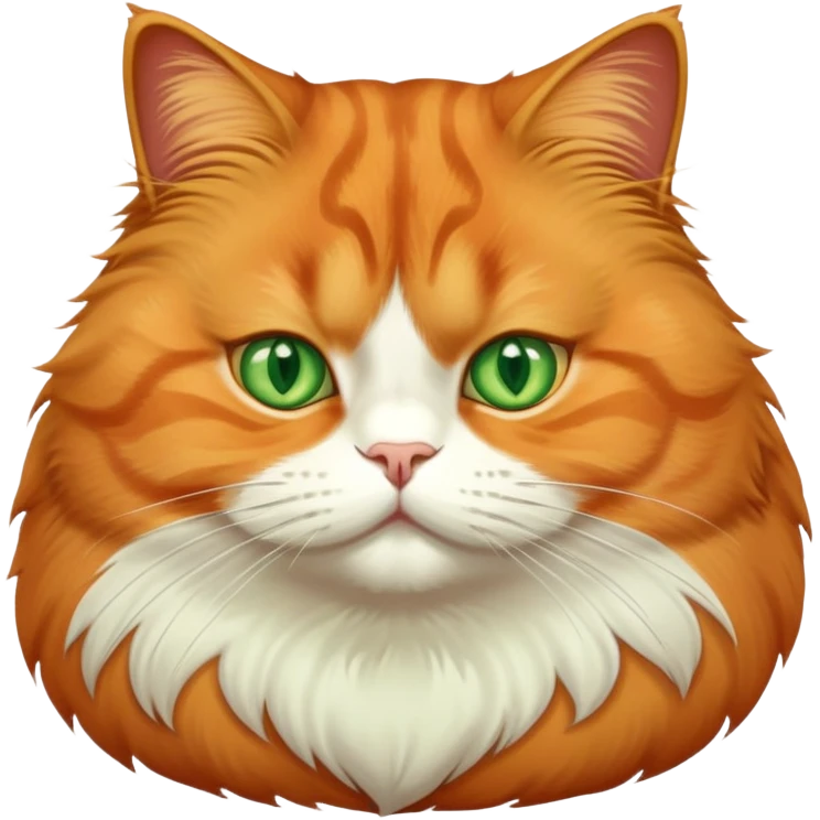 A fat orange cat with green eyes emoji