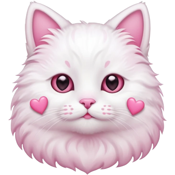  White cat with pink hearts emoji