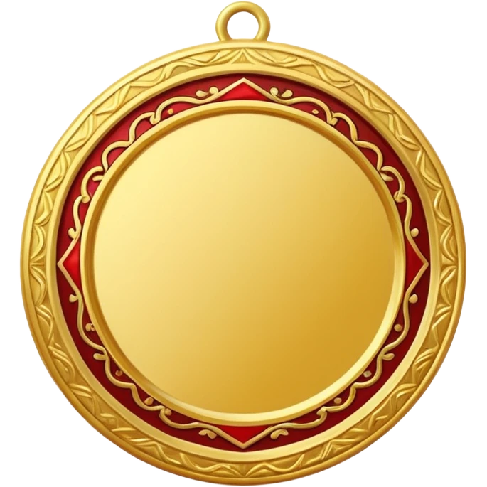 JUST THE CIRCLE  golden medal with a glossy finish, central empty space, details in border  emoji