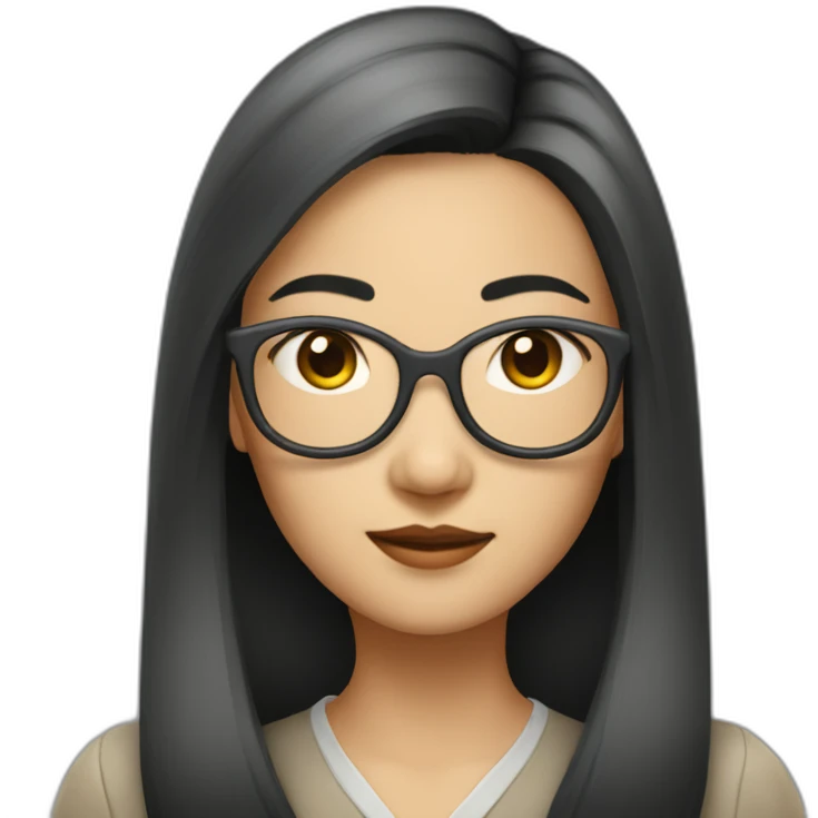 40's Asian woman with glasses and straight hair emoji