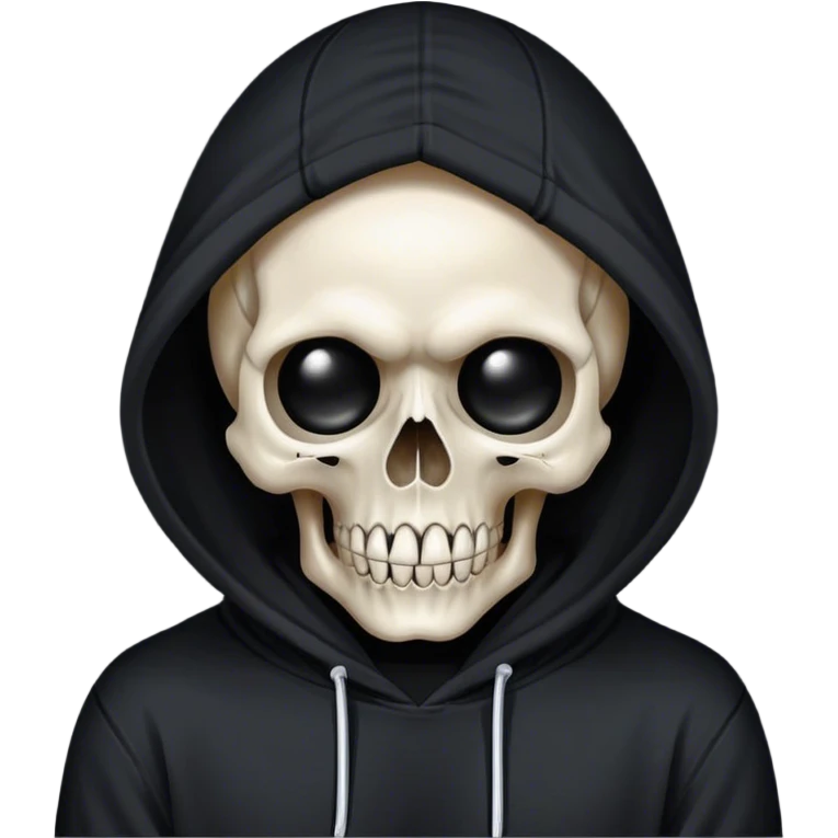 skull with a ball eyes in hoodie ￼ emoji