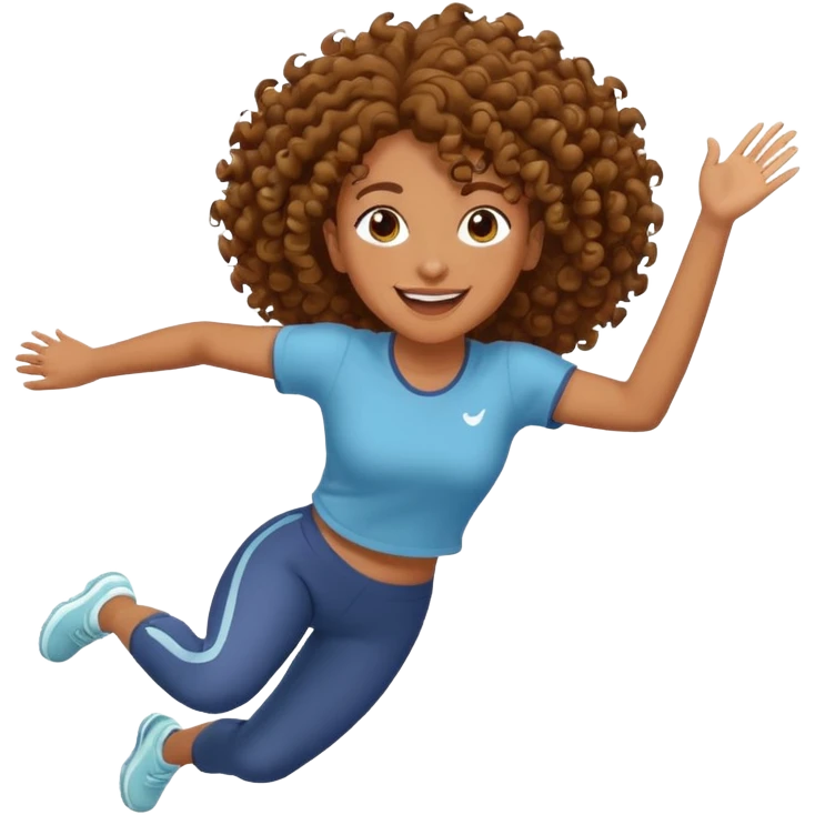 Treino de corrida mulher morena de cabelos cacheados caindo nas costas emoji