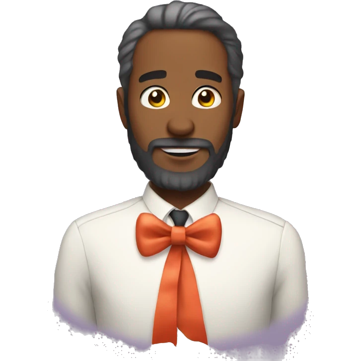 man who has beard is wearing ribbon dress emoji