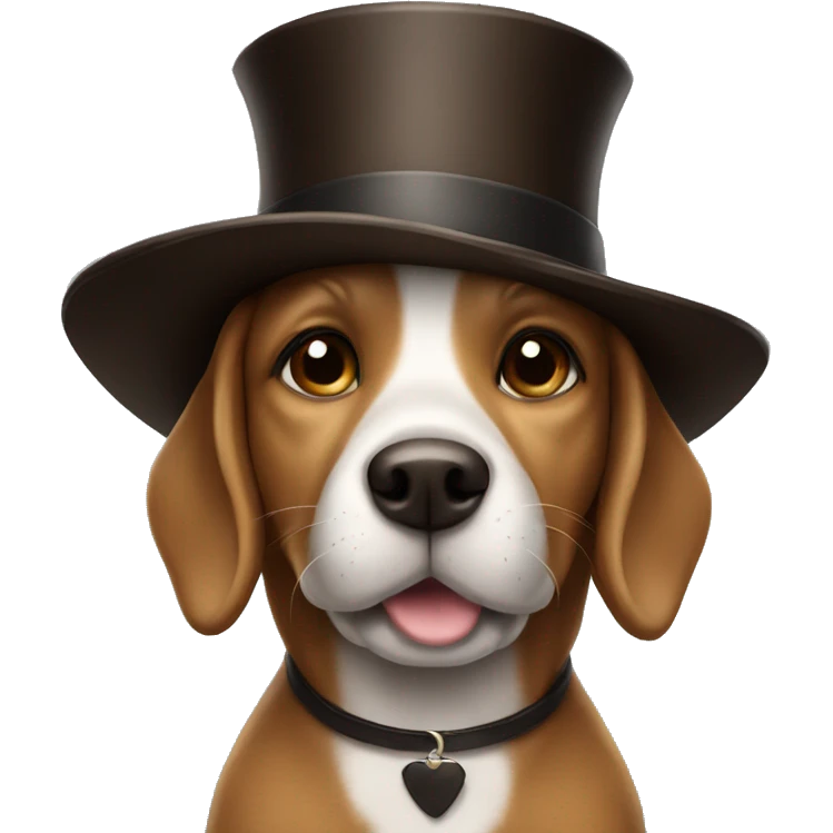 cute brown dog wearing a top hat emoji