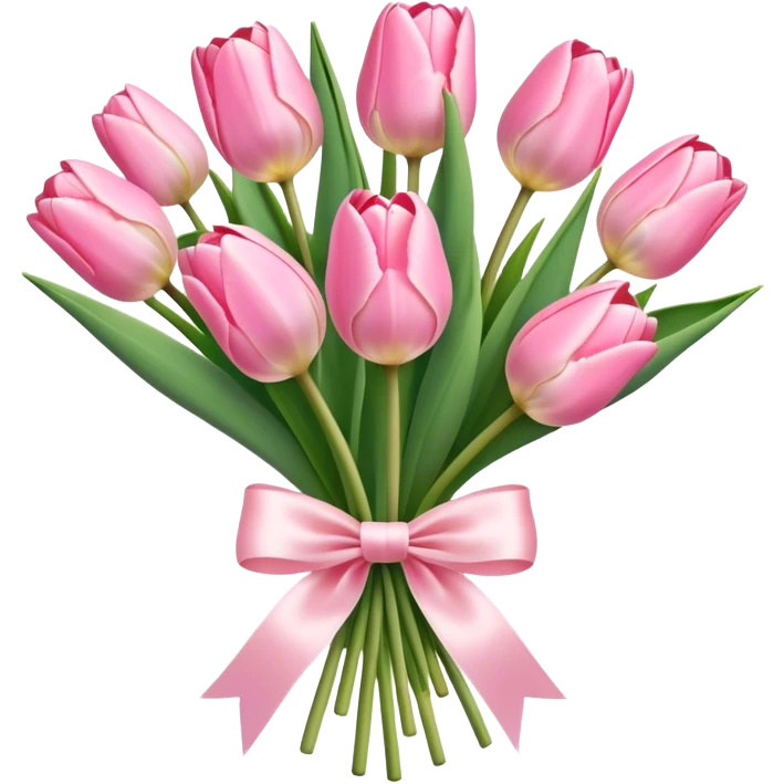 Pastel pink tulip bouquet with bow emoji