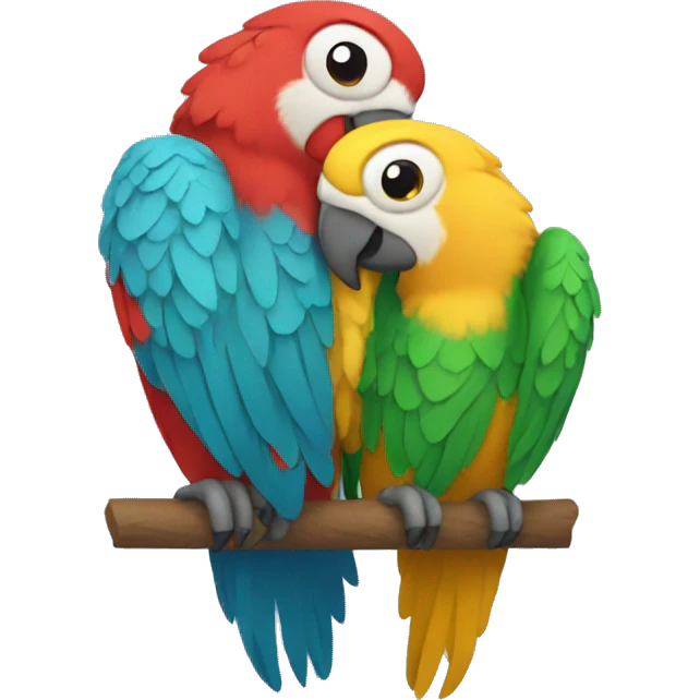 Two parrots hugging emoji