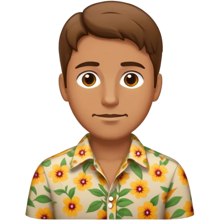 brown hair blond man with flowered shirt emoji