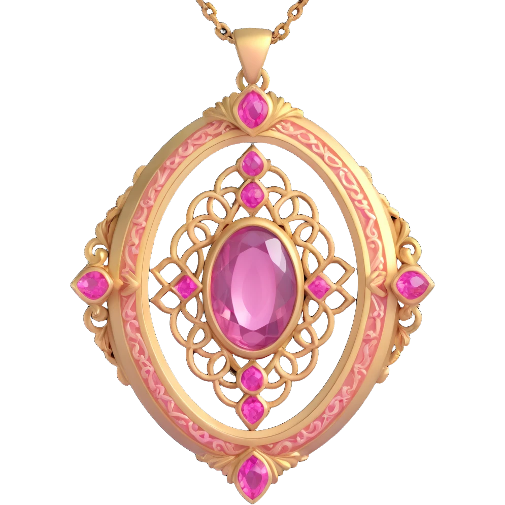 3D gothic locket with pink gemstones, ornate and vintage emoji
