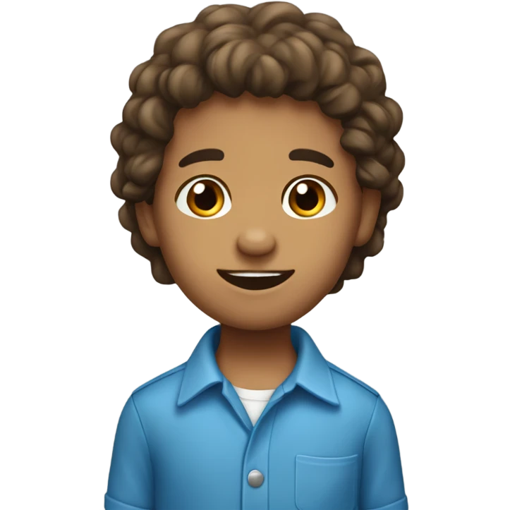 un niño con camisa azul y cabello castaño  emoji
