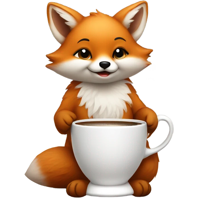 Baby Fox holding coffee emoji