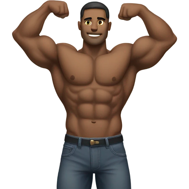 muscle man figure hands behind your head emoji