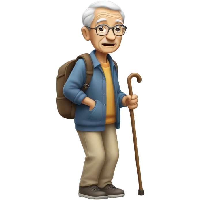 Old person with walking stick emoji