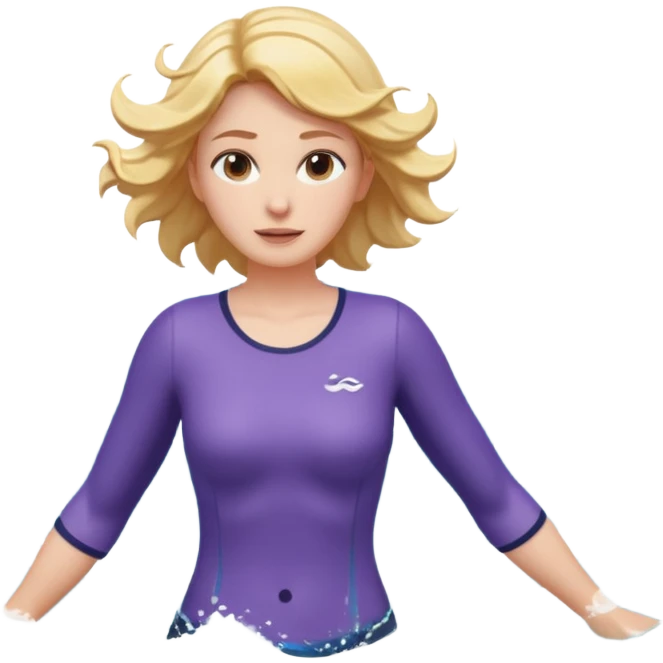 woman standing in the ocean with visible waves around her, medium shot showing upper body and surrounding water, waves clearly rising and splashing, dynamic sea motion, confident expression, 3D cartoon style, mobile game icon style, clean composition, no text, no watermark
  emoji