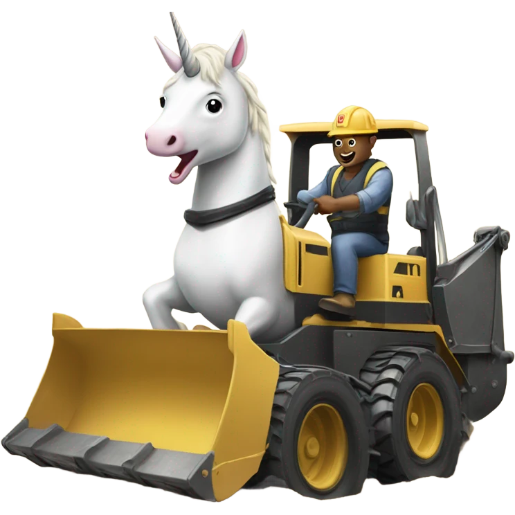 Unicorn driving a bulldozer emoji