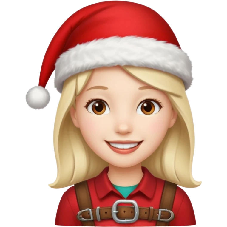 Girl in red Christmas hat with buckle accent.









































 emoji