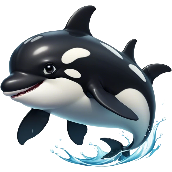 Cinematic Comical orca Portrait Emoji, Head tilted dramatically with an exaggeratedly shocked expression, featuring a sleek black-and-white body with wide, comically expressive eyes full of playful disbelief and animated flippers, Simplified yet hilariously expressive features, highly detailed, glowing with a slightly sassy oceanic glow, high shine, dramatic yet playful, stylized with an air of cheeky marine mischief, soft glowing outline, capturing the essence of a meme-worthy orca that looks ready to make waves with its hilariously dramatic antics! emoji