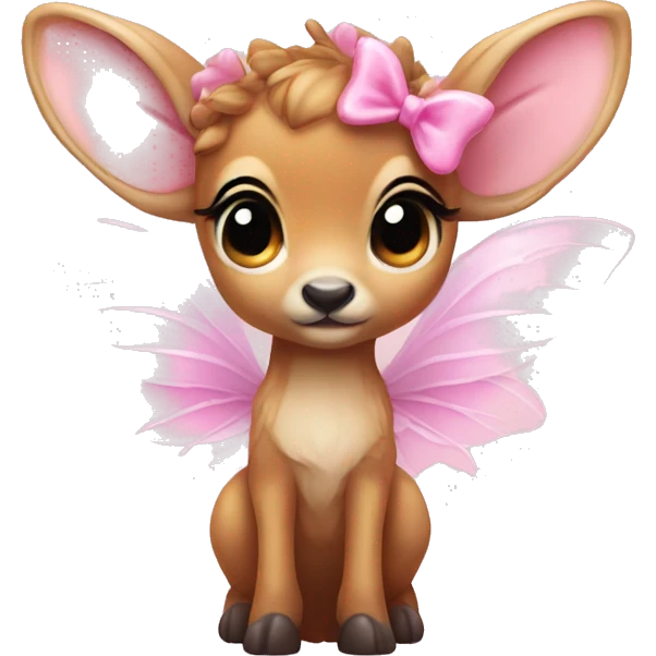 baby deer with fairy wings and a pink bow around its neck  emoji