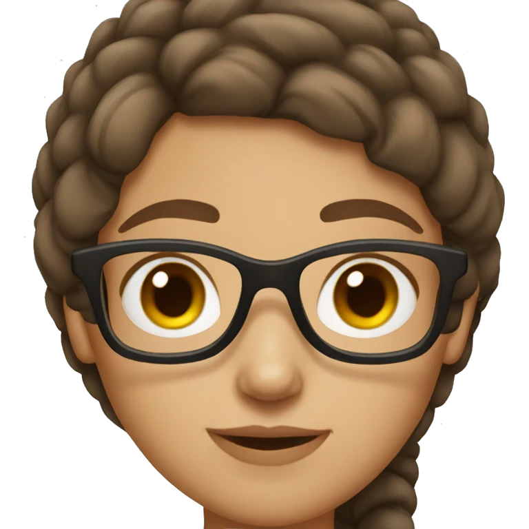 Girl with brown hair brown eyes and glasses emoji