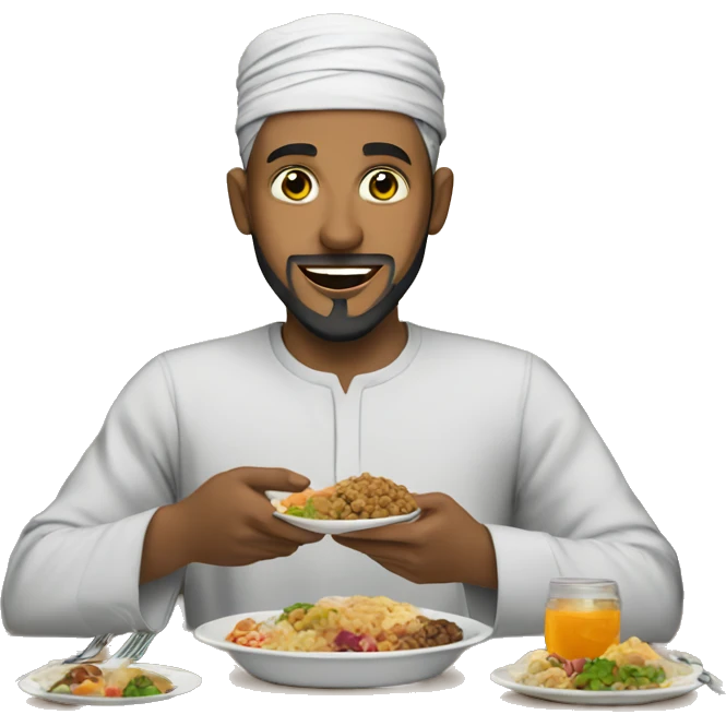 Muslim man eating iftar emoji