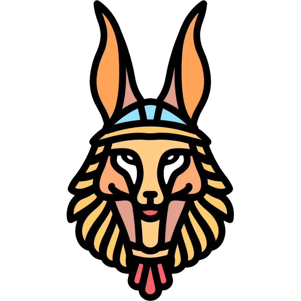 Egyptian god Anubis with jackal head, headdress, collar emoji